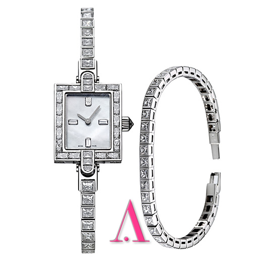 Harry Winston 510-BRA-LQAPSP-01 Jewelry White Mother-of-Pearl Dial Platinum 950 and Diamonds Women's Watch