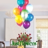 1 Dz Roses w/ Balloons & Teddy Bear Arrangement