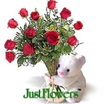 Gift Cute Teddy Bear with Red Roses - Valentine's Day Gift