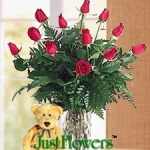 Gift a teddy bear & a bunch of red roses on this Valentine's Day
