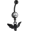 Halloween Gifts- BIOPLAST Black BAT Dangle Belly Ring