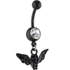 Halloween Gifts -Bioplast Black Bat Dangle Belly Ring