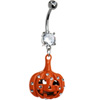 Halloween Gifts -Clear Cubic Zirconia Orange Pumpkin Belly Ring