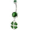 St.Patrick's Day Gifts - Emerald Green Lucky Clover Dangle Belly Ring