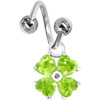 St Patrick's Day Gifts - Green Peridot Gem Heart Shamrock Spiral Twister Belly Ring